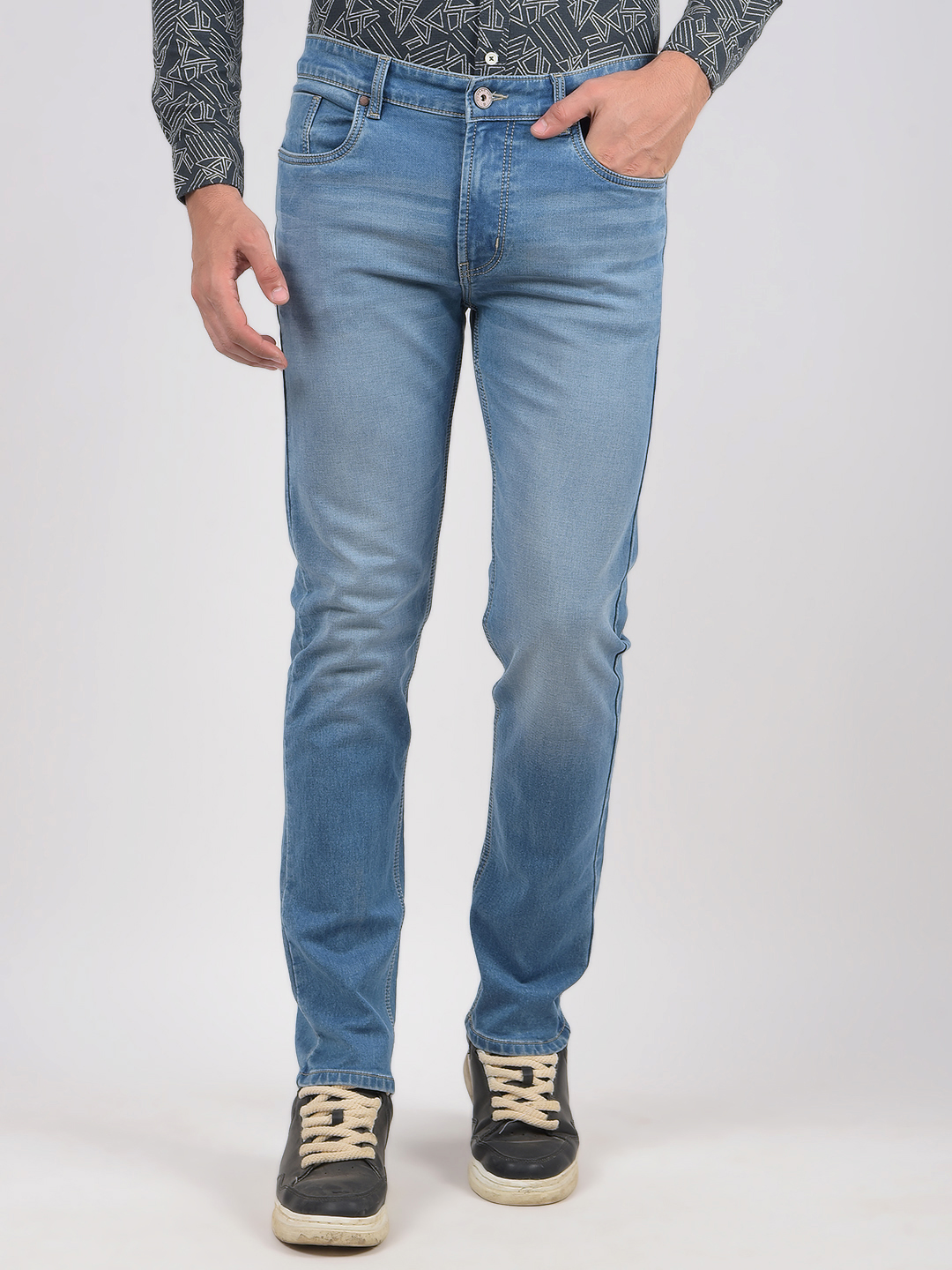 Numero Uno Men Solid Light Blue Jeans